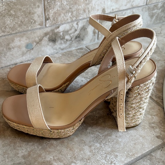 Jessica Simpson Shoes - Jessica Simpson Natural Beige Espadrille Platform Block Heel Sandals